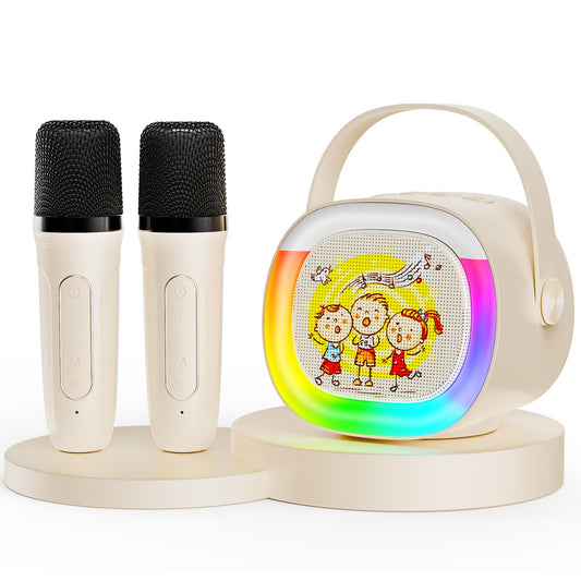 Mini Karaoke Machine with 2 Wireless Microphones
