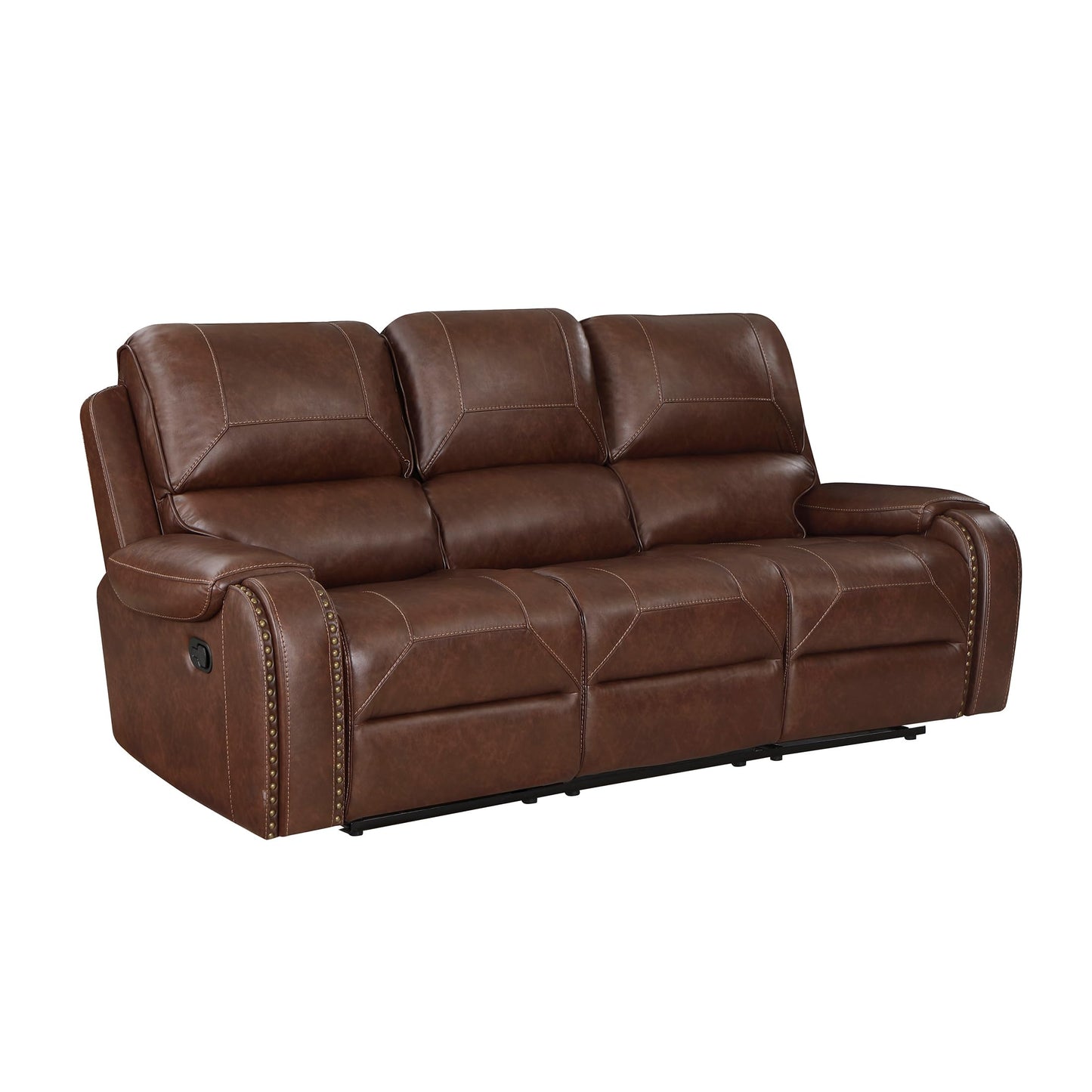 Lexicon Monet Breathable Faux Leather Double Reclining Sofa, Brown