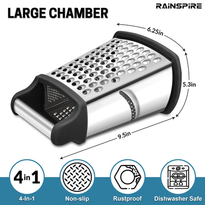 Rainspire Stainless Steel Box Grater with Handle