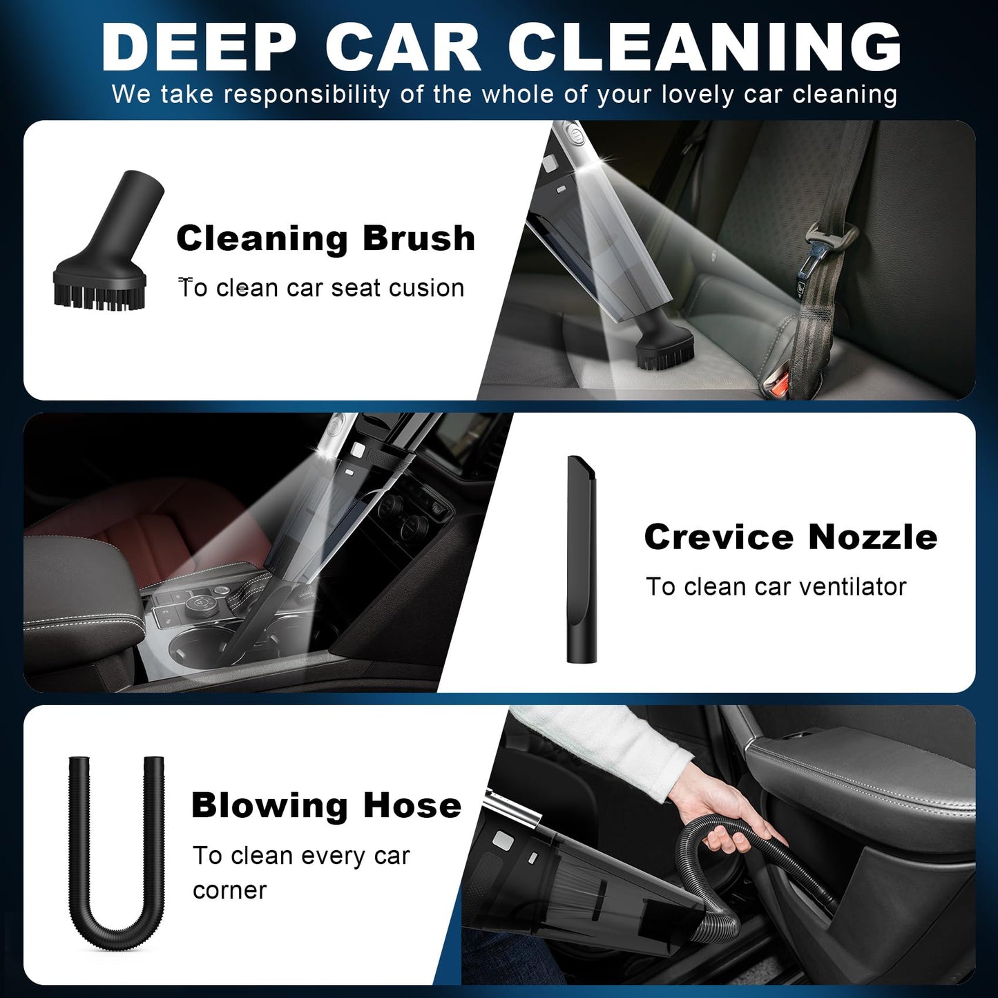 Portable Car Vacuum Cleaner with 7000PA Suction