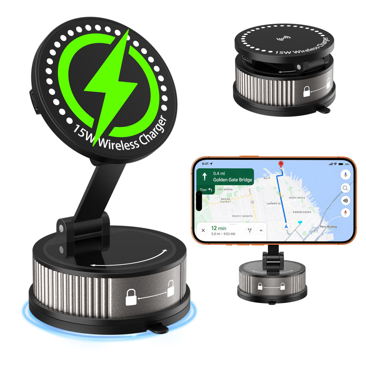15W MagSafe Wireless Charging Car Phone Mount