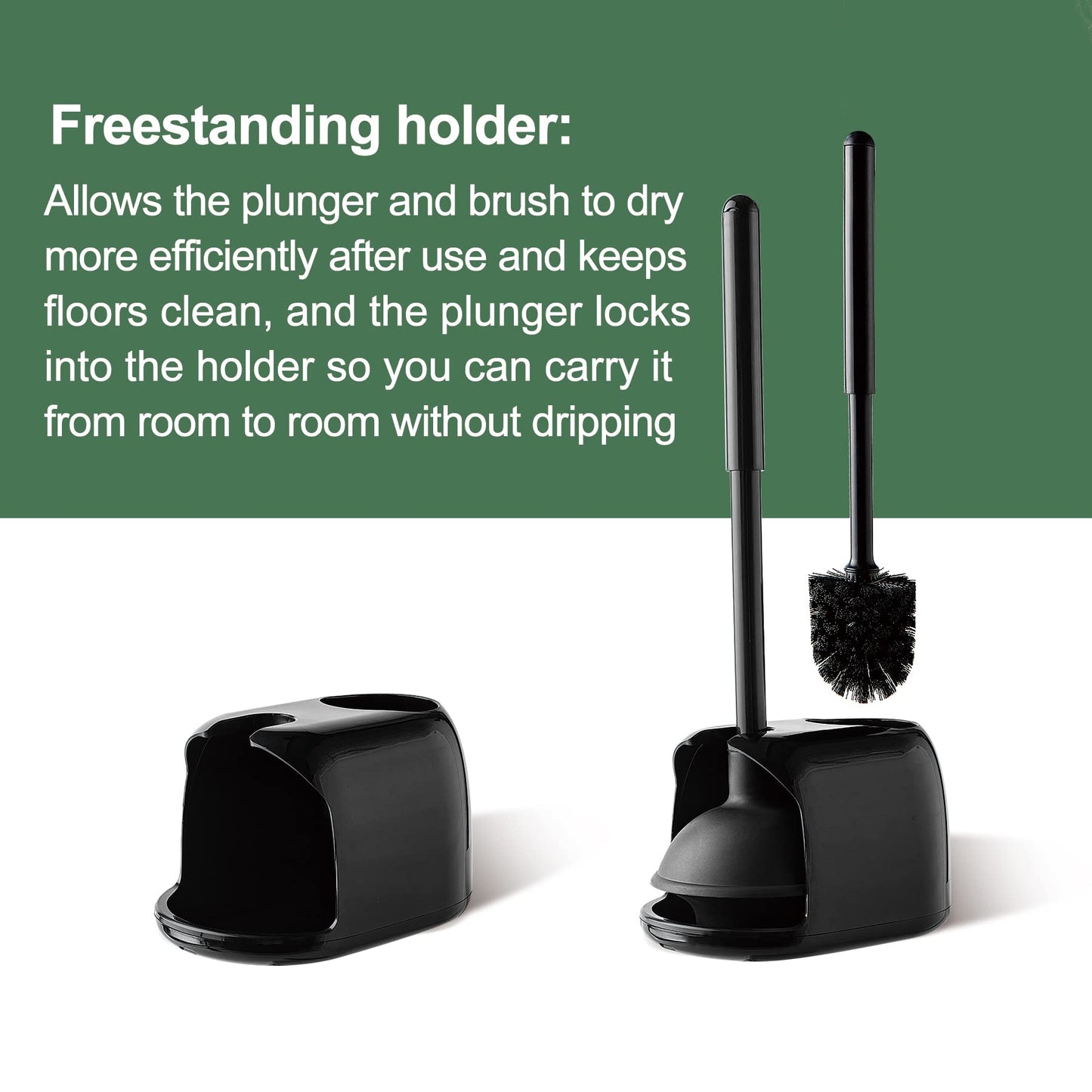 Toilet Plunger and Brush Set with Holder