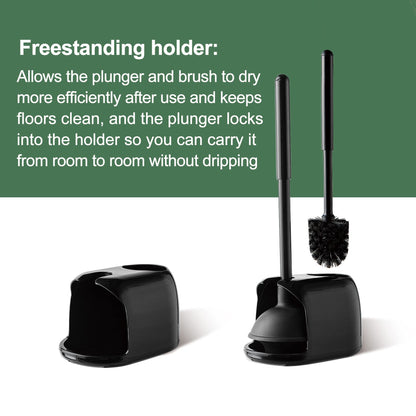 Toilet Plunger and Brush Set with Holder