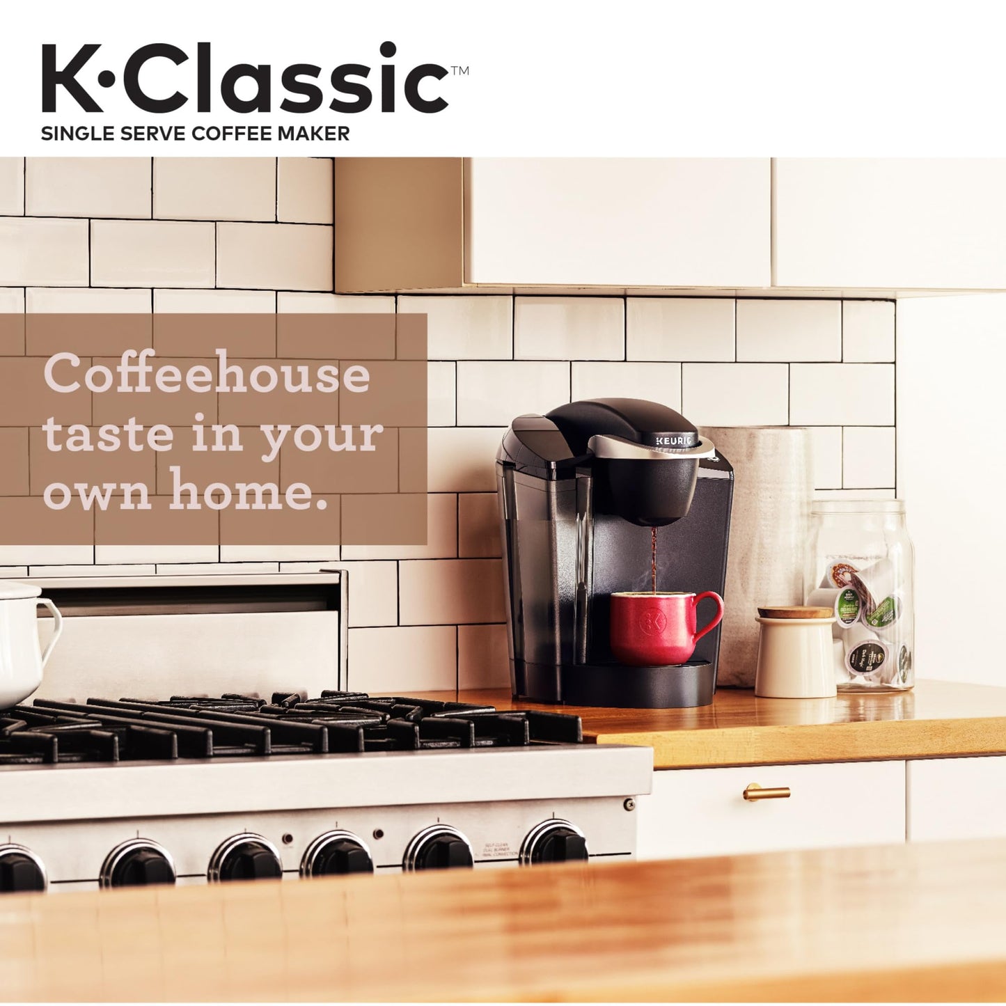 Keurig K-Classic Single Serve K-Cup Pod Coffee Maker, with 3 Brew Sizes, 48oz Removable Reservoir, Black