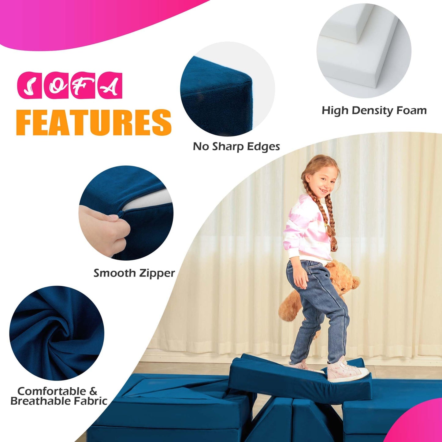 18pcs Modular Kids Play Couch Set