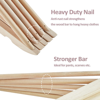 Wooden Coat Hangers 30 Pack with Swivel Hooks