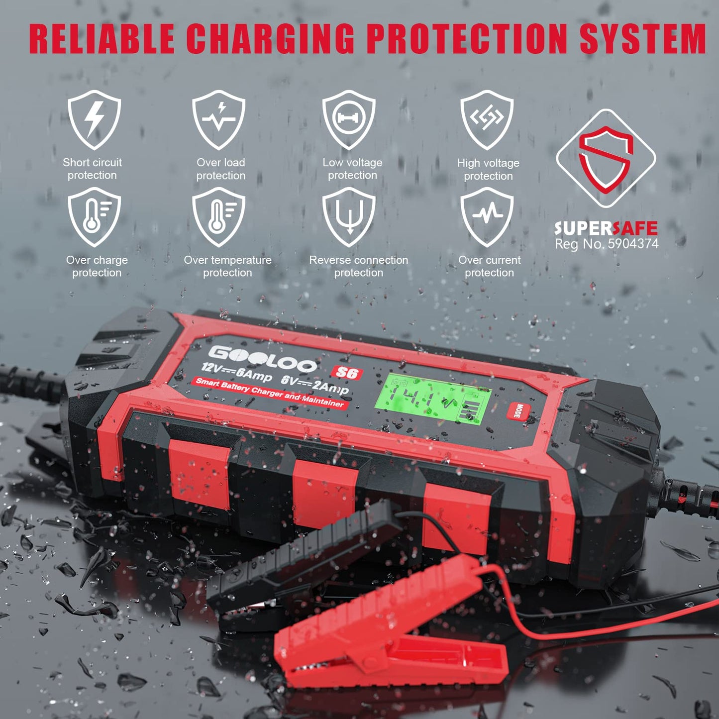 GOOLOO 6 Amp Smart Battery Charger and Maintainer