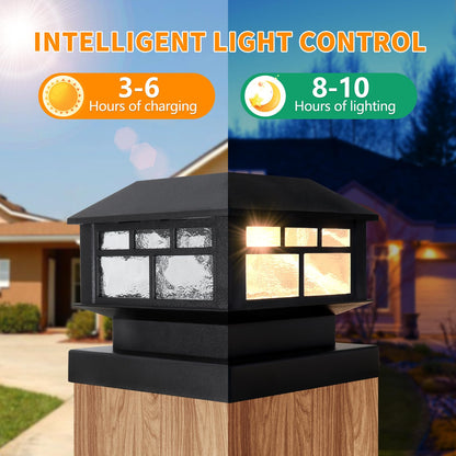 2 Pack Solar Post Cap Lights for Outdoor Decor