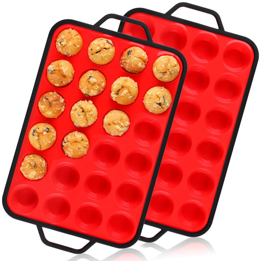 Mini Muffin Pan 24-Cup Silicone Bakeware Set