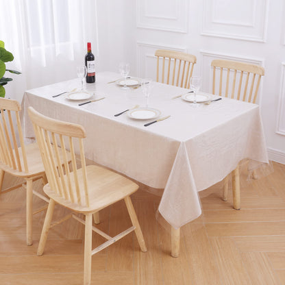 smiry Clear Plastic Table Cloth 60x84 Inch, Waterproof Vinyl Rectangle Tablecloth Protector, Oil Spill Proof Wipeable Transparent Tablecloths Cover for Dining, Picnic, Camping, Outdoor