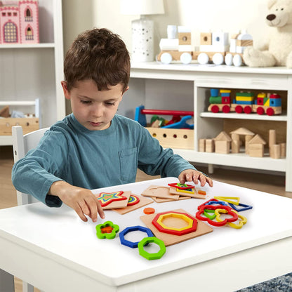 Toddler Puzzles 6 Pcs Wooden Puzzles for Toddlers Montessori Shape Sorting Puzzle Toddlers Activities Early Educational Preschool Learning Sensory Toys Montessori Toys 1-3 Year Old