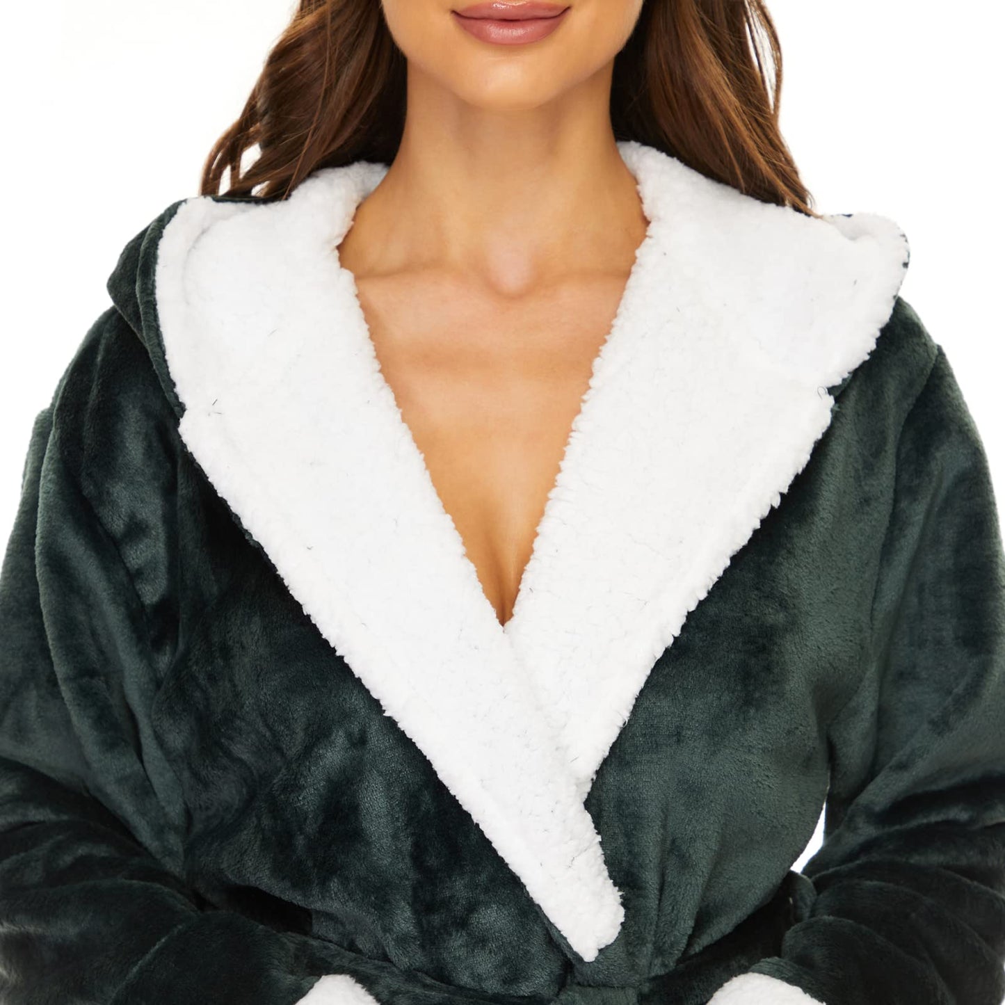 Fleece Women's Hooded Bathrobe for Spa & Home