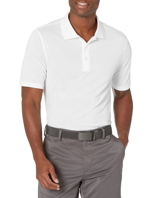 Amazon Essentials Men's Regular-Fit Quick-Dry Golf Polo Shirt (Available in Big & Tall), White, Medium