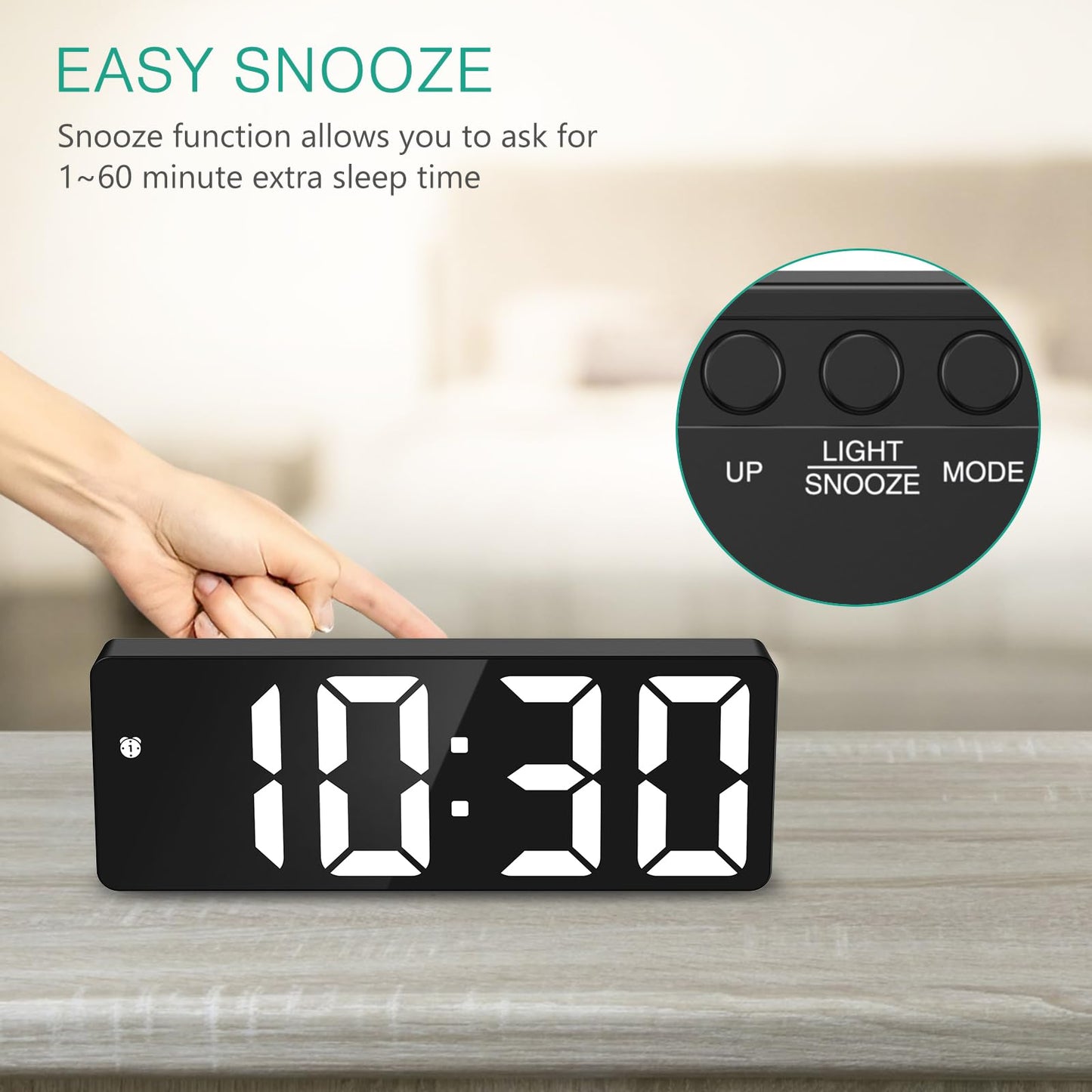 ORIA LED Alarm Clock with USB and Snooze