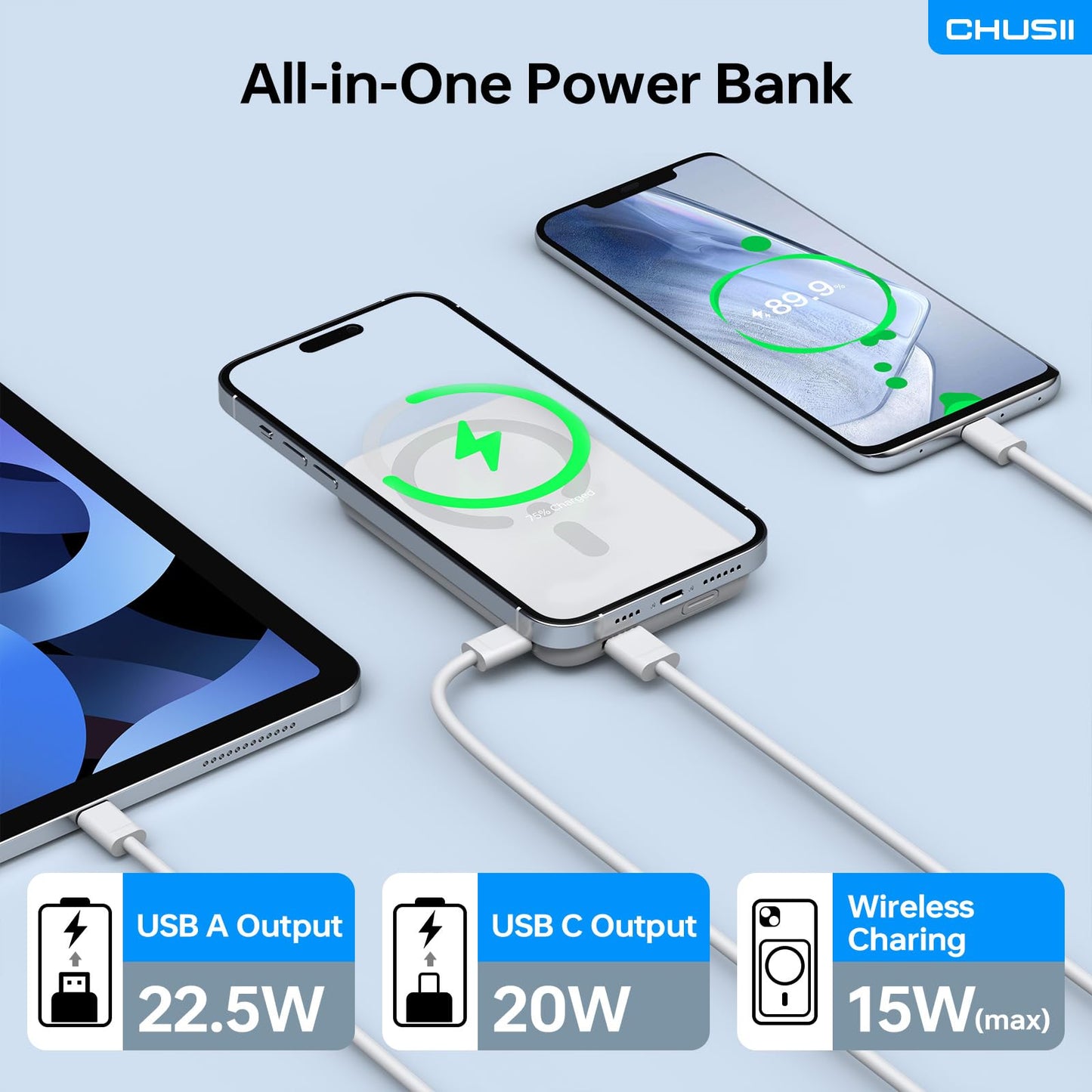 12000mAh MagSafe Wireless Power Bank with Stand