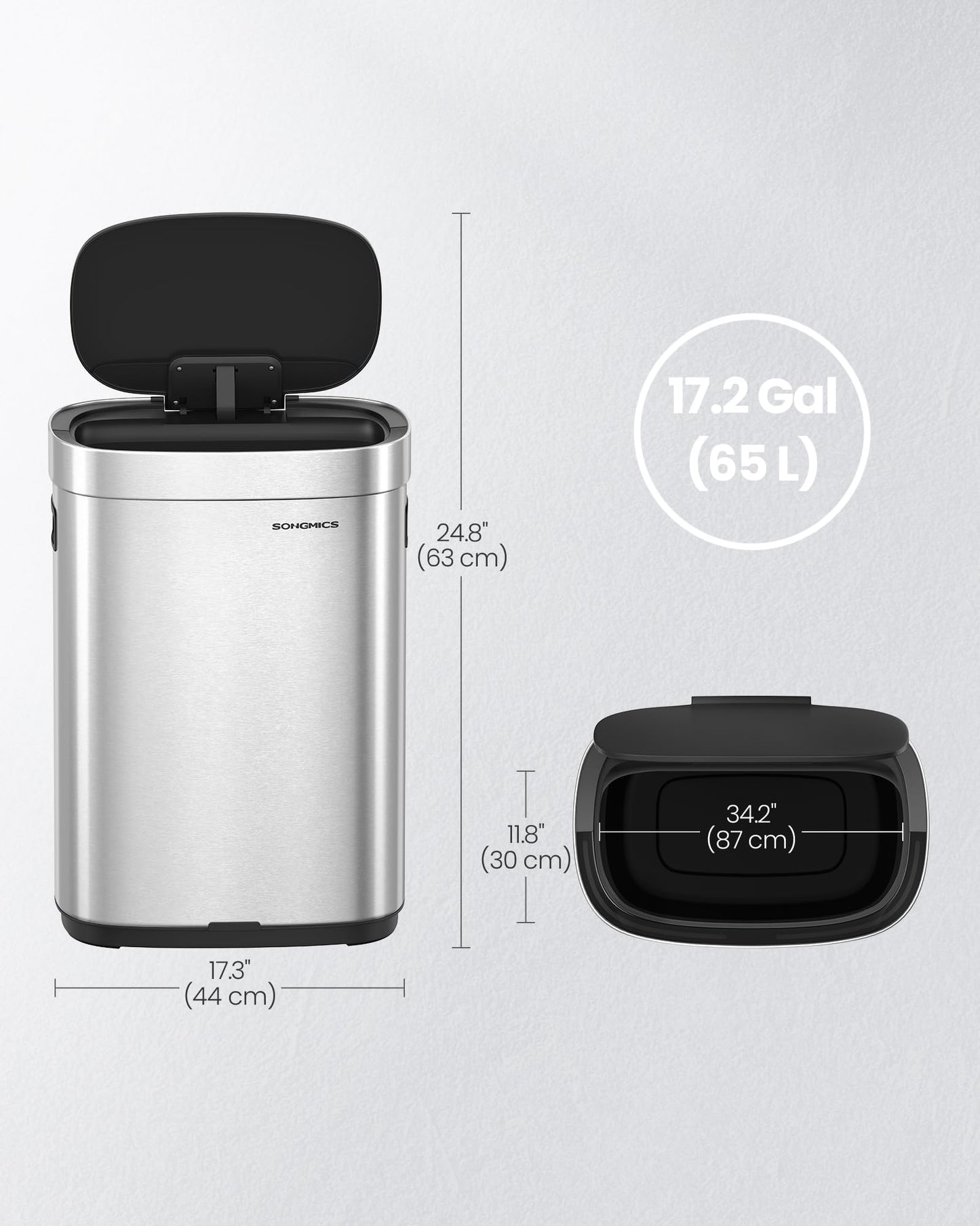 SONGMICS 17.2-Gal Motion Sensor Trash Can