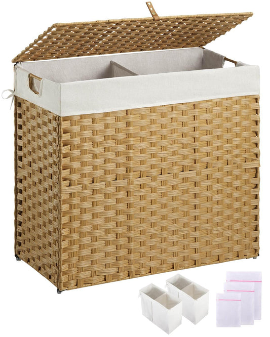 GREENSTELL 130L Wicker Laundry Hamper with Lid