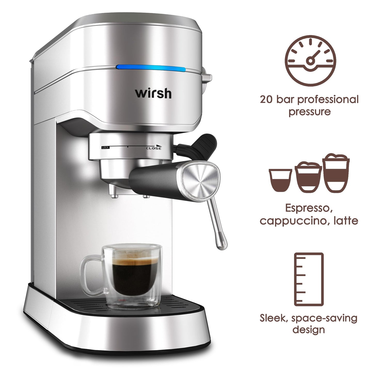 Espresso Machine 20 Bar with Removable Tank