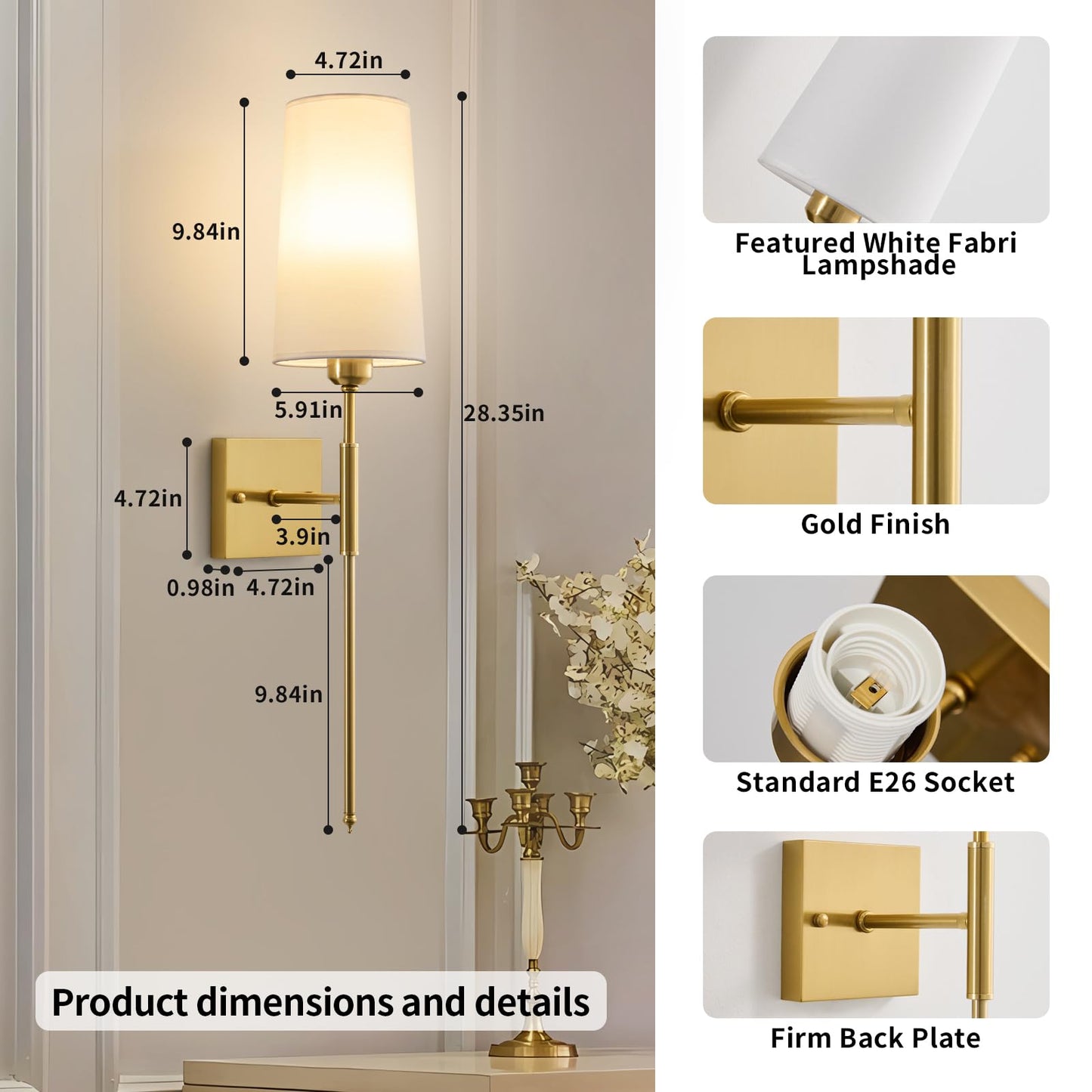 Rechargeable Wireless Wall Sconces with Remote Set