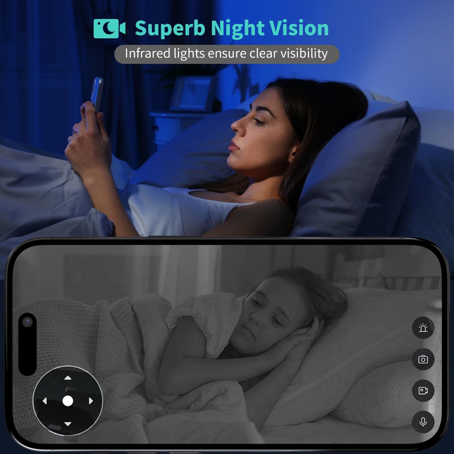2 Pack Indoor Security Camera with AI Night Vision