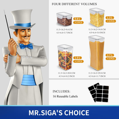 MR.SIGA 16-Pack Airtight Food Storage Containers