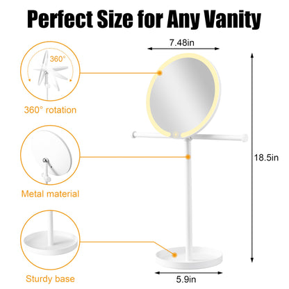 2 in 1Lighted Jewelry Organizer Stand with Makeup Mirror