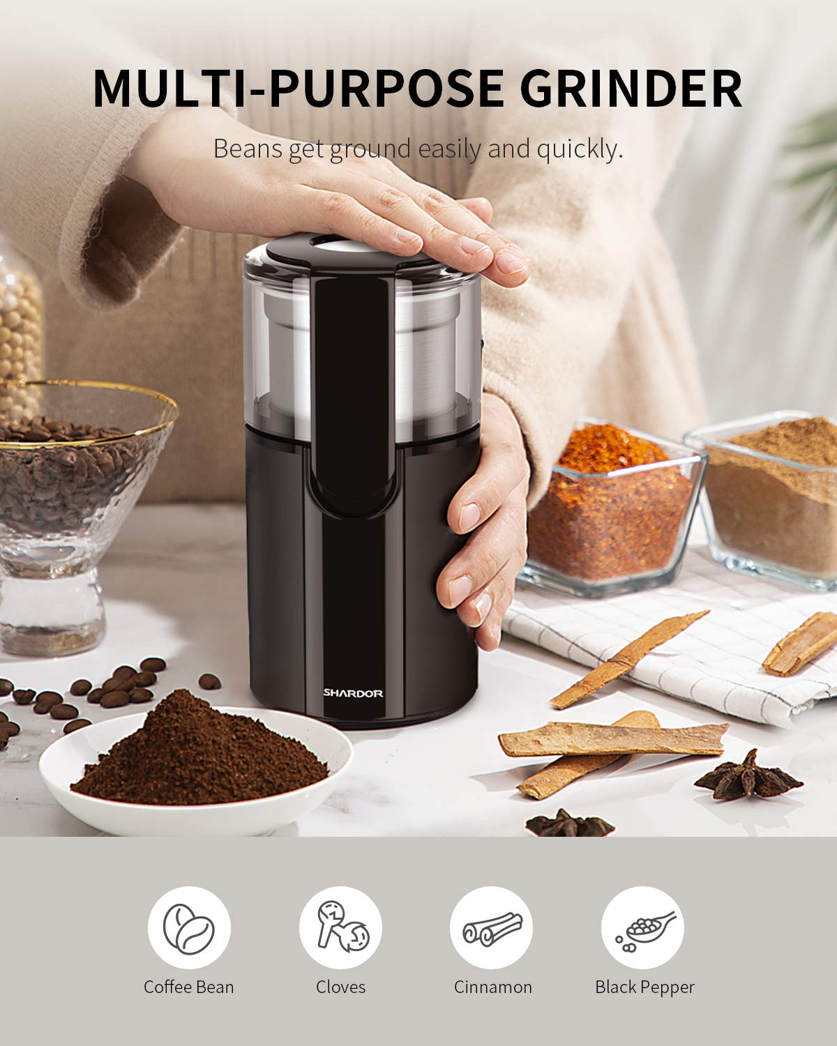 SHARDOR Electric Coffee and Herb Grinder