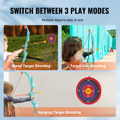 VEVOR Bow and Arrow Set for Kids, LED Light Up Archery Set with 10 Suction Cup Arrows, Indoor Outdoor Toy for Boys Girls Age 4-8 8-12 with Standing Target & Quivers, Ideal Gift for Kids 6 7 8 9 10+
