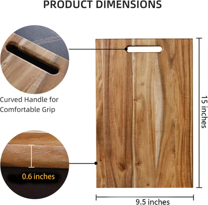 Acacia Wood Cutting Board with Handle 15" x 9.5"