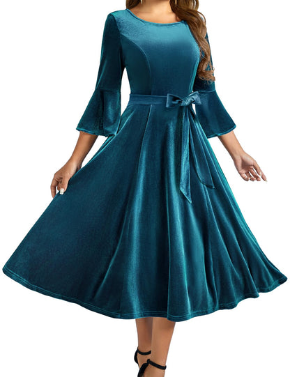 Velvet Long Sleeve Cocktail Dress for Women