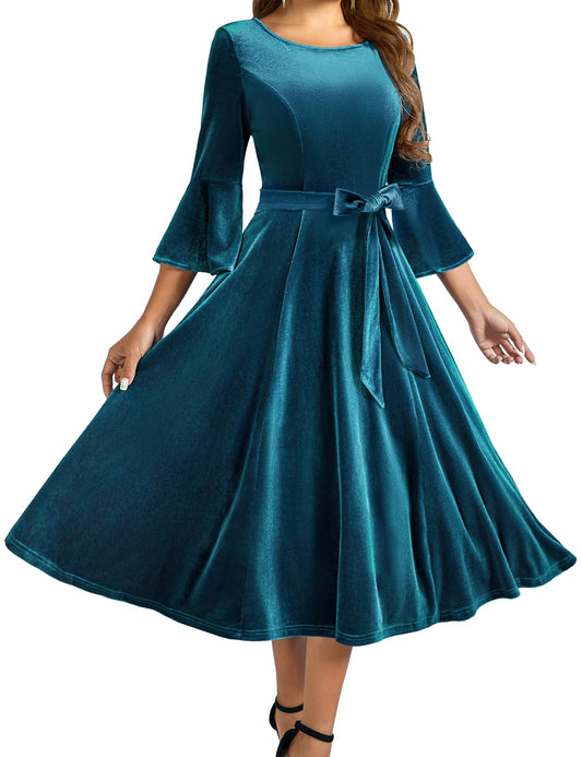 Velvet Long Sleeve Cocktail Dress for Women