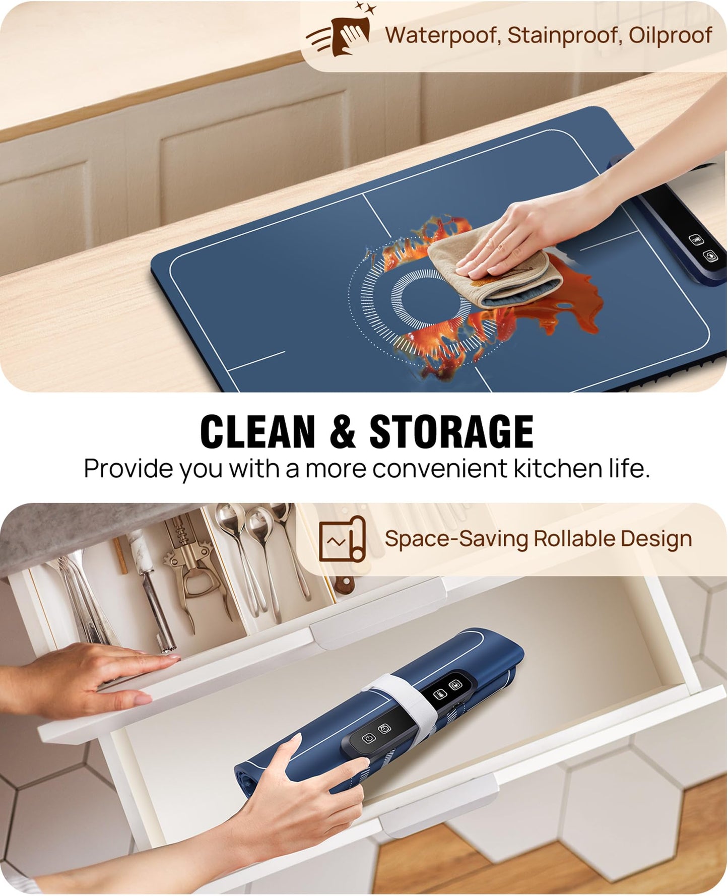 Electric Food Warming Mat with 5 Temperature Settings