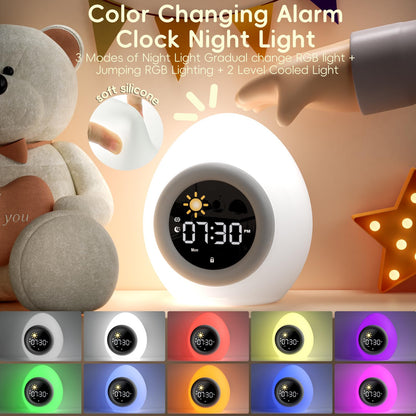 Kids Alarm Clock with Night Light & Sounds