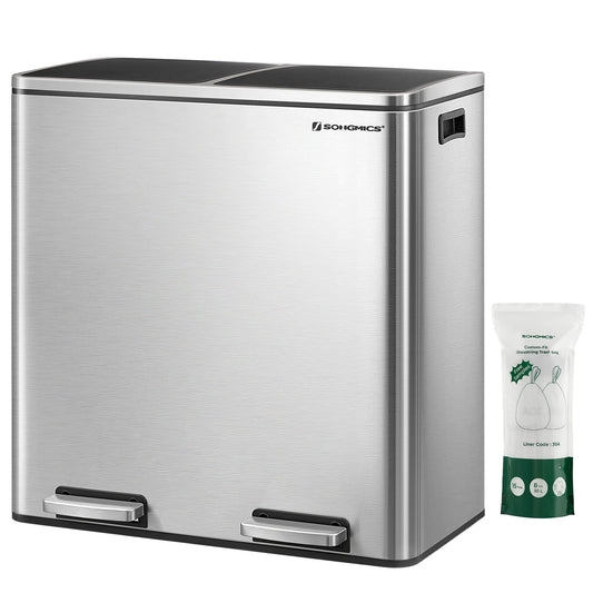 SONGMICS 2 Compartment 16 Gallon Trash Can