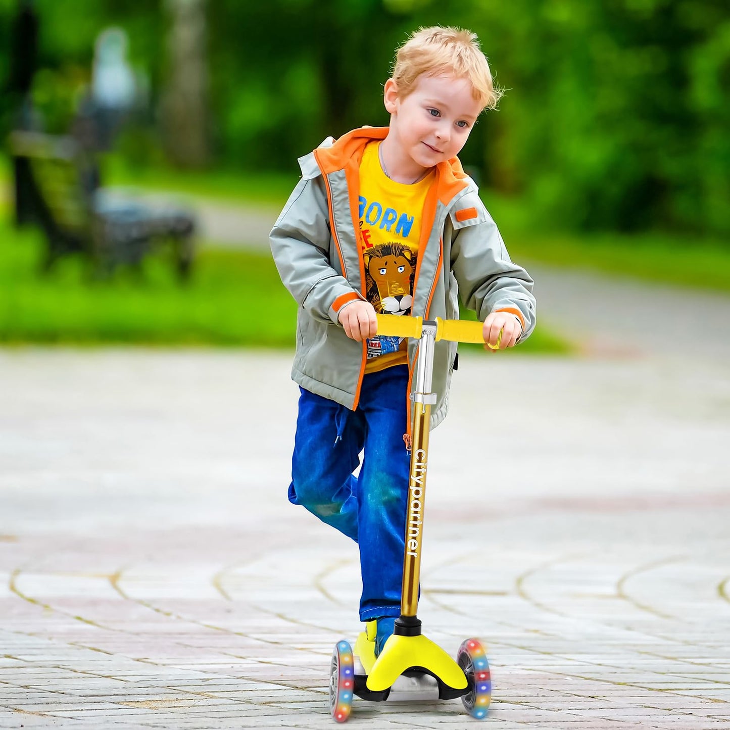 Kids 3-Wheel Kick Scooter with LED Wheels