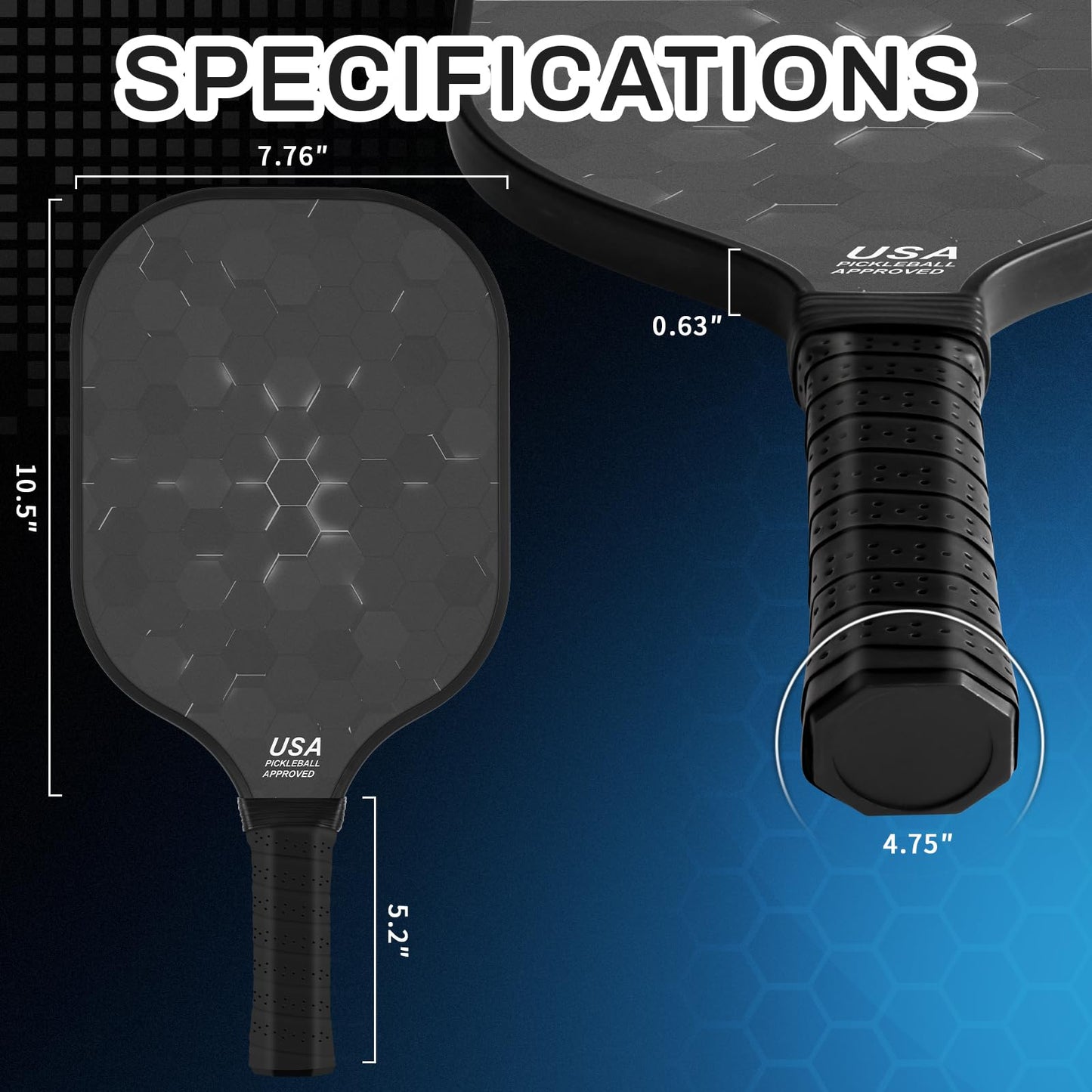 Jobunai 99.9% T300 Carbon Fiber Pickleball Paddles Set of 2 Lightweight Pickleballs Racquet Graphite Indoor Outdoor Yard Games Stuff Beginner Intermediate Pro Sports Accessories Gifts for Family