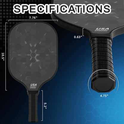 Jobunai 99.9% T300 Carbon Fiber Pickleball Paddles Set of 2 Lightweight Pickleballs Racquet Graphite Indoor Outdoor Yard Games Stuff Beginner Intermediate Pro Sports Accessories Gifts for Family