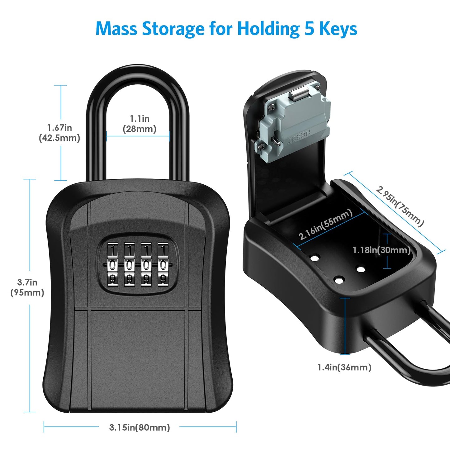 AMIR 4-Digit Key Lock Box for Outdoors