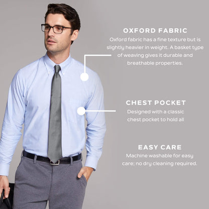 Van Heusen Men's Dress Shirt Regular Fit Oxford Solid, White, 16.5"-17" Neck 34"-35" Sleeve
