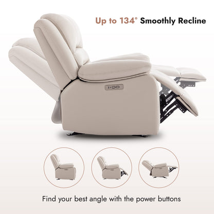 Power Recliner Chair with USB Port, Cream