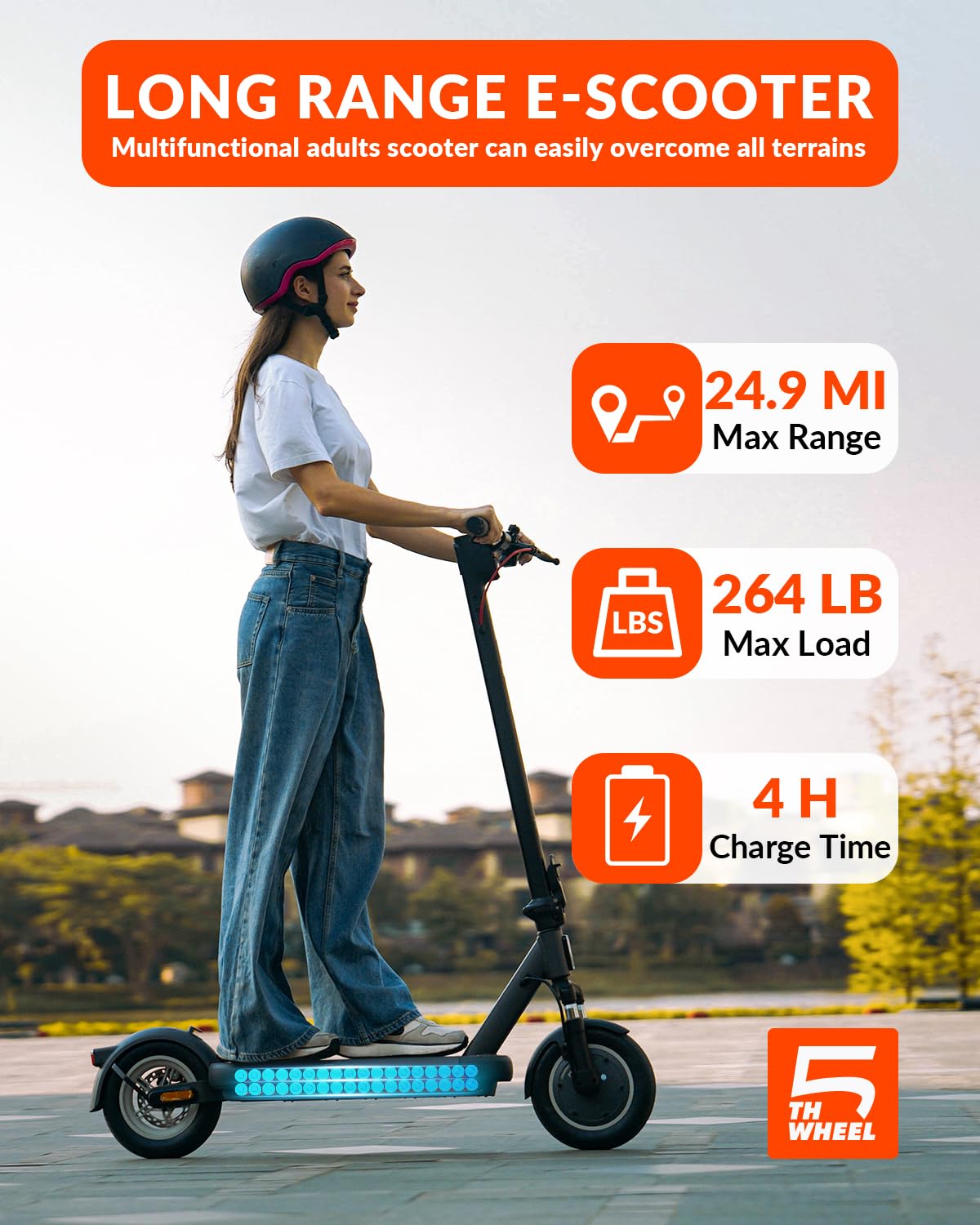 5TH Wheel Electric Scooter 800W 20 MPH Range