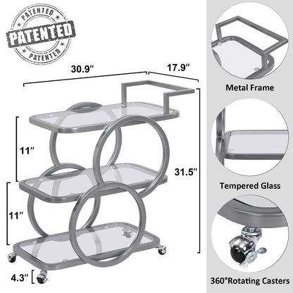 FERFALDER 3-Tier Mobile Bar Cart on Wheels