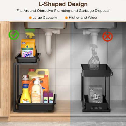 2-Tier Under Sink Organizer with Sliding Drawer