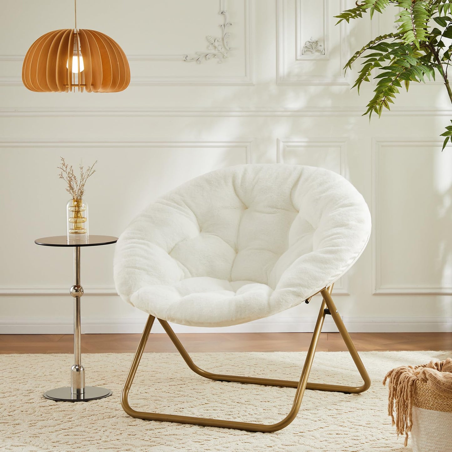 DUMOS Comfy Faux Fur Saucer Chair