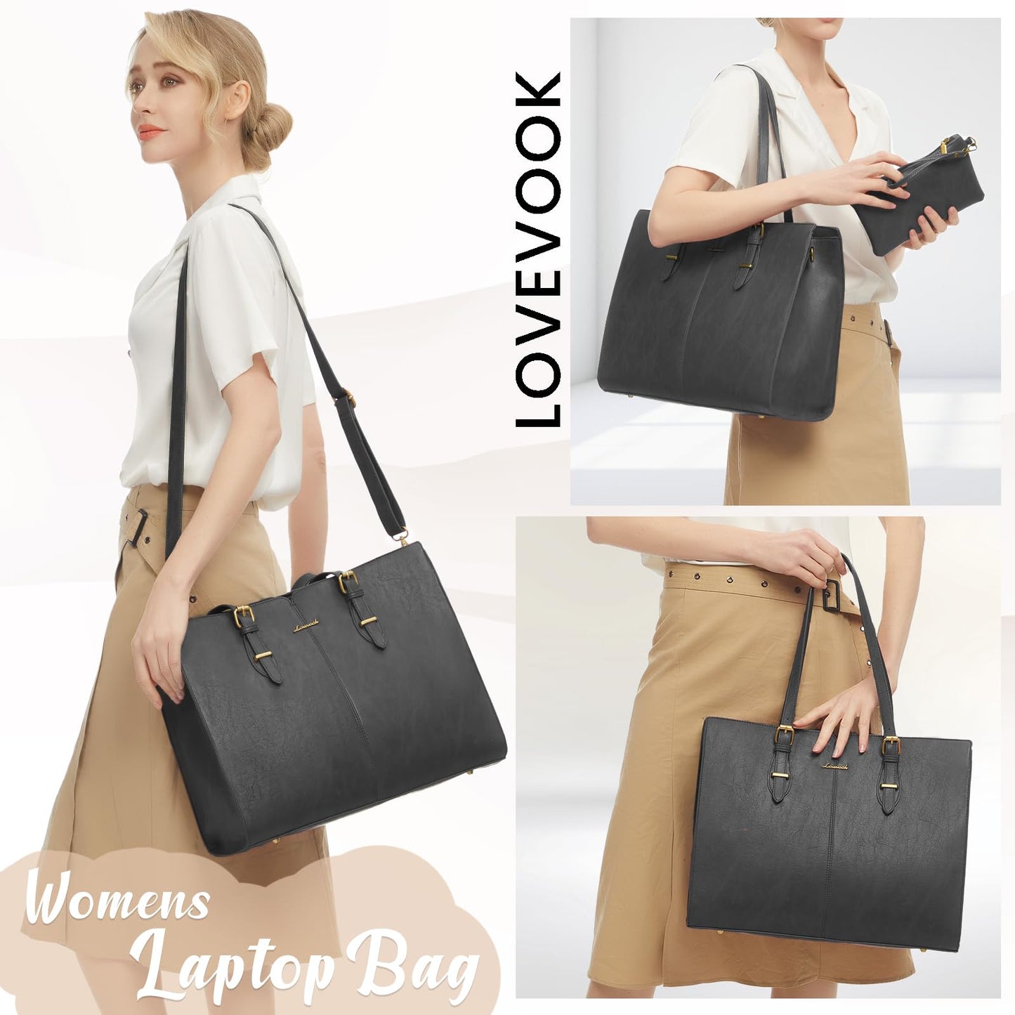 LOVEVOOK Vintage Leather Work Tote for Women