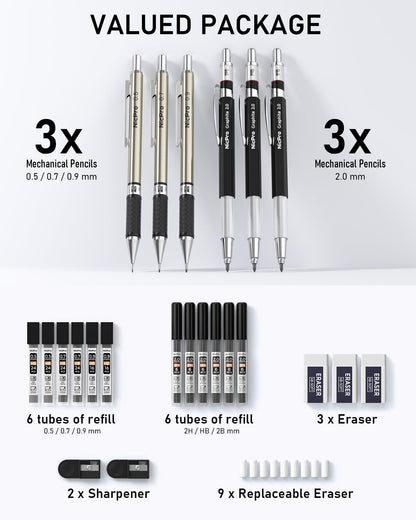 6PCS Nicpro Mechanical Pencil Set for Drawing