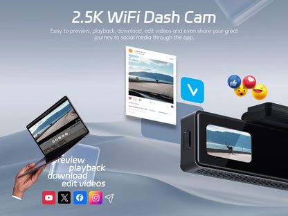2.5K Dash Cam with Night Vision and WiFi
