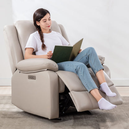 Power Recliner Chair with USB Port, Cream