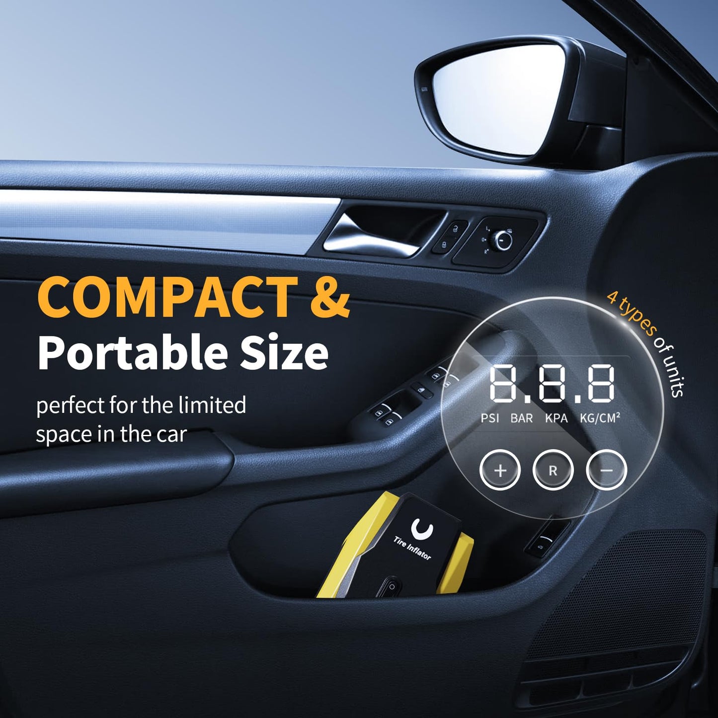 Portable Tire Inflator with Auto Shutoff & LED Light