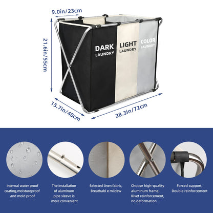 Large Collapsible Laundry Basket with Handles